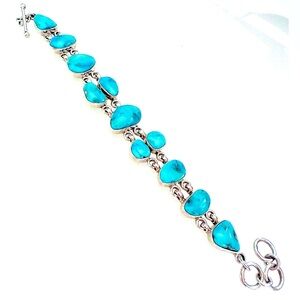 Navajo Chris Billie Turquoise Sterling Silver 7 3/4” Bracelet